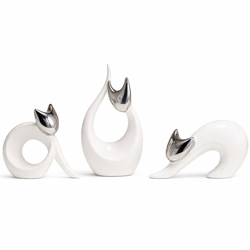 Abstract Ceramic Cat Sculpture